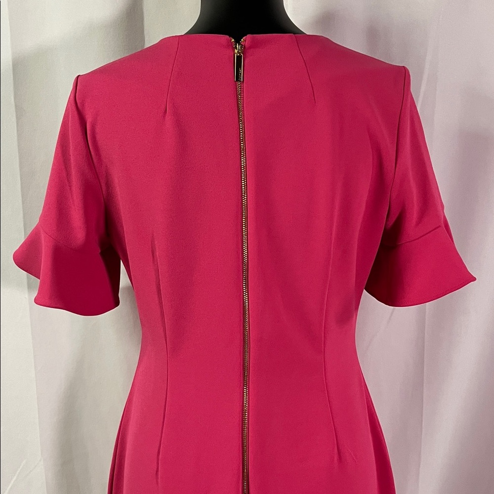 Calvin Klein Pink Flutter Sleeve Sheath Dress - Picture 9 of 16